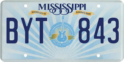 MS license plate BYT843