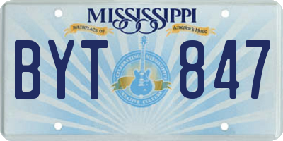 MS license plate BYT847