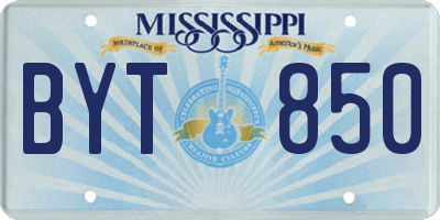 MS license plate BYT850