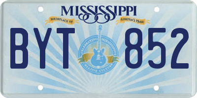 MS license plate BYT852
