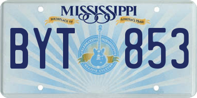 MS license plate BYT853