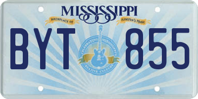 MS license plate BYT855