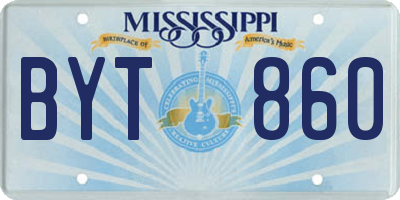 MS license plate BYT860