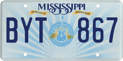 MS license plate BYT867