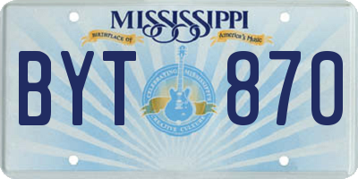 MS license plate BYT870