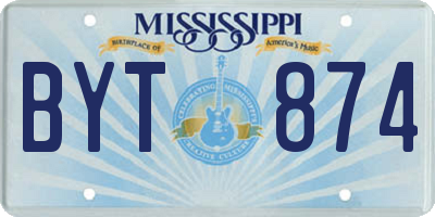 MS license plate BYT874