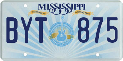 MS license plate BYT875