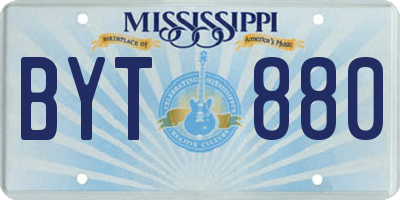 MS license plate BYT880