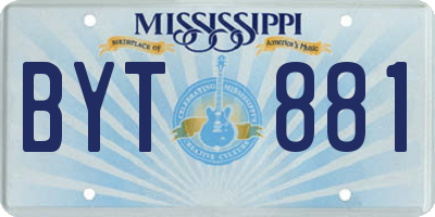 MS license plate BYT881