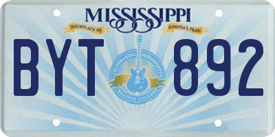 MS license plate BYT892