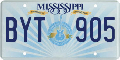 MS license plate BYT905
