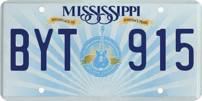 MS license plate BYT915