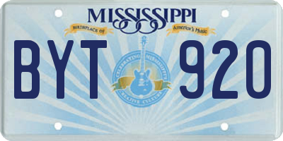 MS license plate BYT920