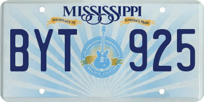 MS license plate BYT925