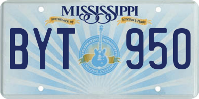 MS license plate BYT950