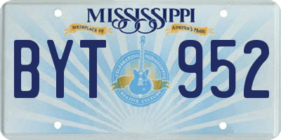 MS license plate BYT952