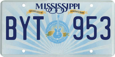 MS license plate BYT953