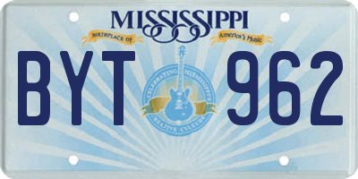 MS license plate BYT962