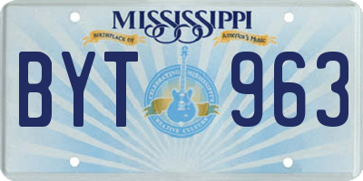 MS license plate BYT963