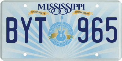 MS license plate BYT965