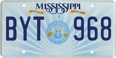MS license plate BYT968