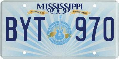 MS license plate BYT970