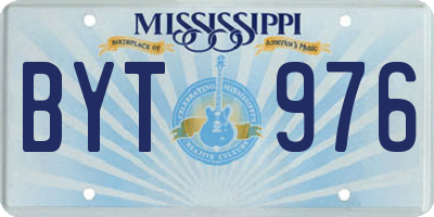 MS license plate BYT976