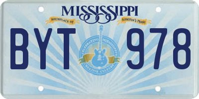 MS license plate BYT978