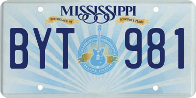 MS license plate BYT981
