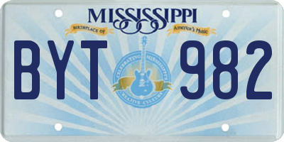 MS license plate BYT982