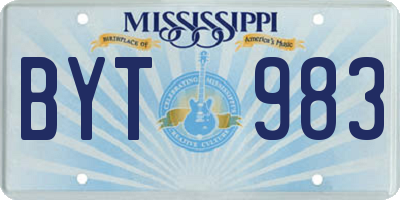 MS license plate BYT983