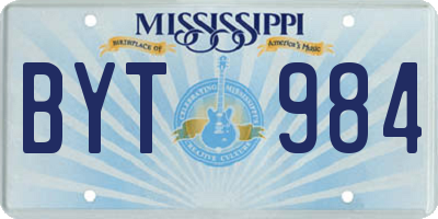 MS license plate BYT984