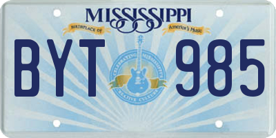 MS license plate BYT985