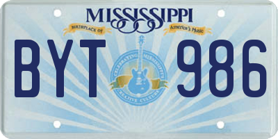 MS license plate BYT986