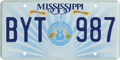 MS license plate BYT987