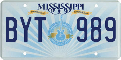 MS license plate BYT989