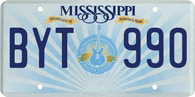 MS license plate BYT990