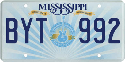 MS license plate BYT992