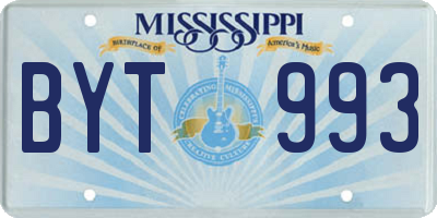 MS license plate BYT993