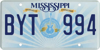 MS license plate BYT994
