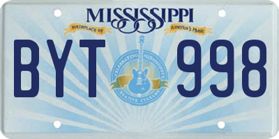 MS license plate BYT998