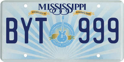 MS license plate BYT999