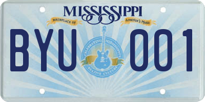 MS license plate BYU001