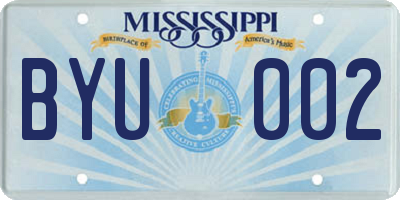 MS license plate BYU002