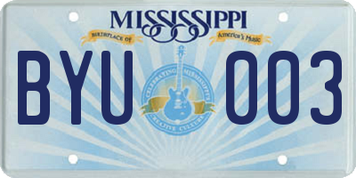 MS license plate BYU003