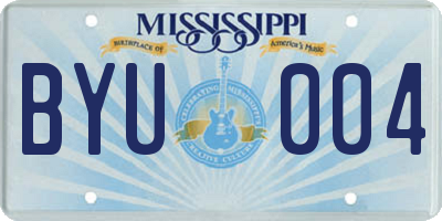 MS license plate BYU004