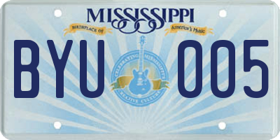 MS license plate BYU005