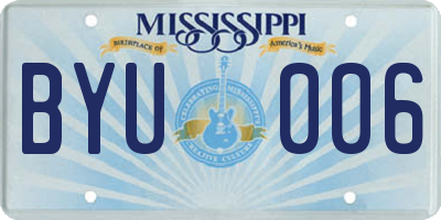 MS license plate BYU006