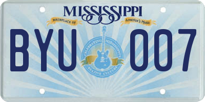 MS license plate BYU007