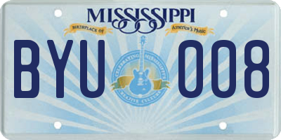 MS license plate BYU008